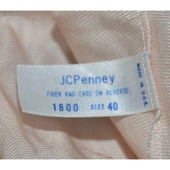 Vintage JCPenny JCP Blush Pink Nylon Camisole Slip Tank Top Lace Trim Size 40 L - Picture 9 of 11